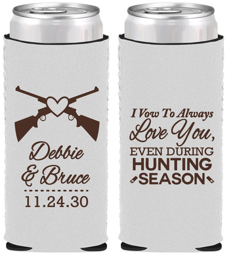 Custom Wedding Neoprene Slim Can Coolers - Hunting | 308