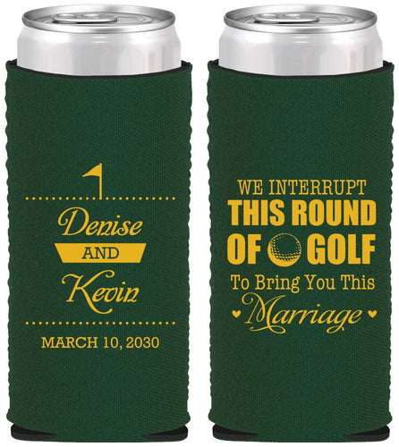 Custom Wedding Neoprene Slim Can Coolers - We Interrupt Golf | 309