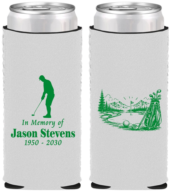 Custom Memorial Neoprene Slim Can Coolers - Heavens Finest Fairways | 310009
