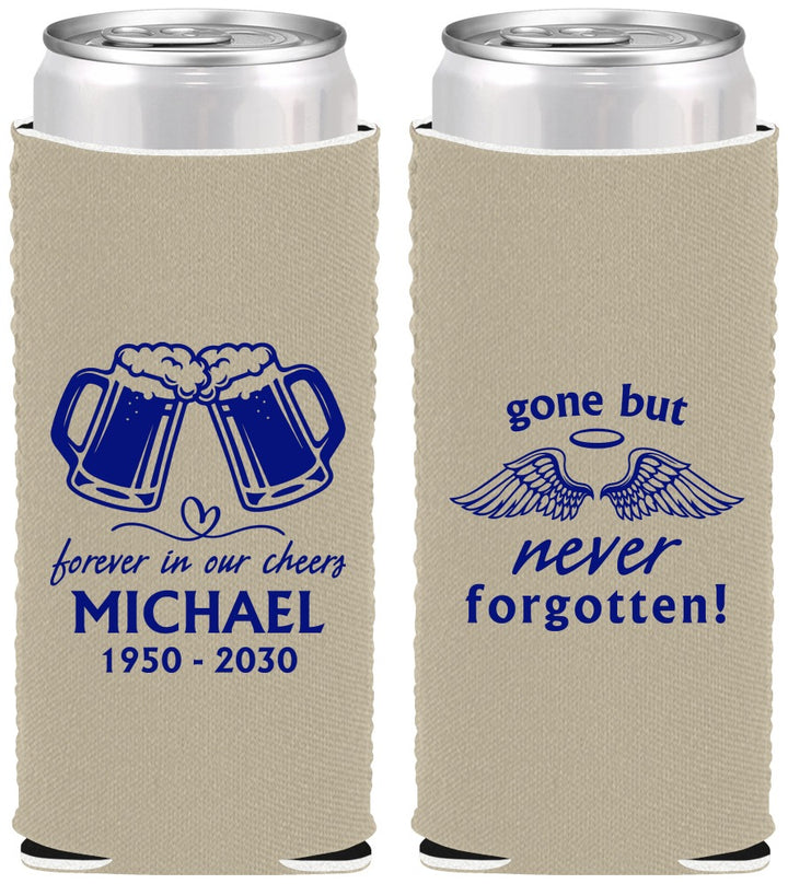 Custom Memorial Neoprene Slim Can Coolers - Gone But Never Forgotten | 310010