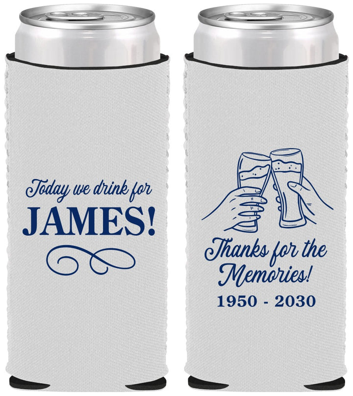 Custom Memorial Neoprene Slim Can Coolers - Thanks For The Memories | 310011