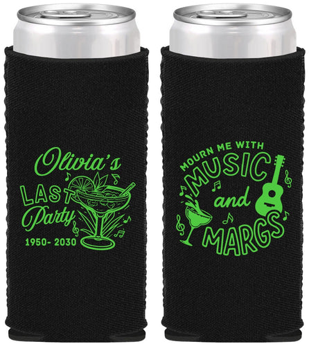 Custom Memorial Neoprene Slim Can Coolers - Mourn Me With Music | 310012