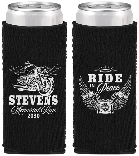 Custom Memorial Neoprene Slim Can Coolers - Ride In Peace | 310015