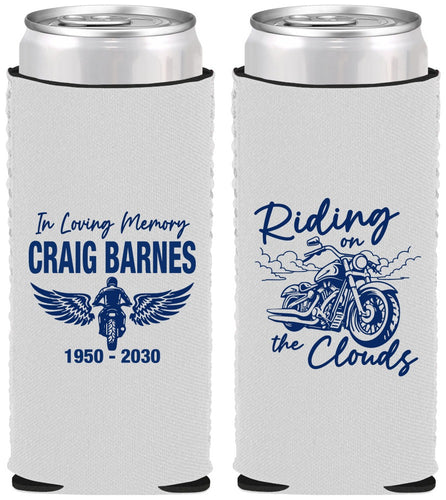 Custom Memorial Neoprene Slim Can Coolers - Riding On The Clouds | 310017
