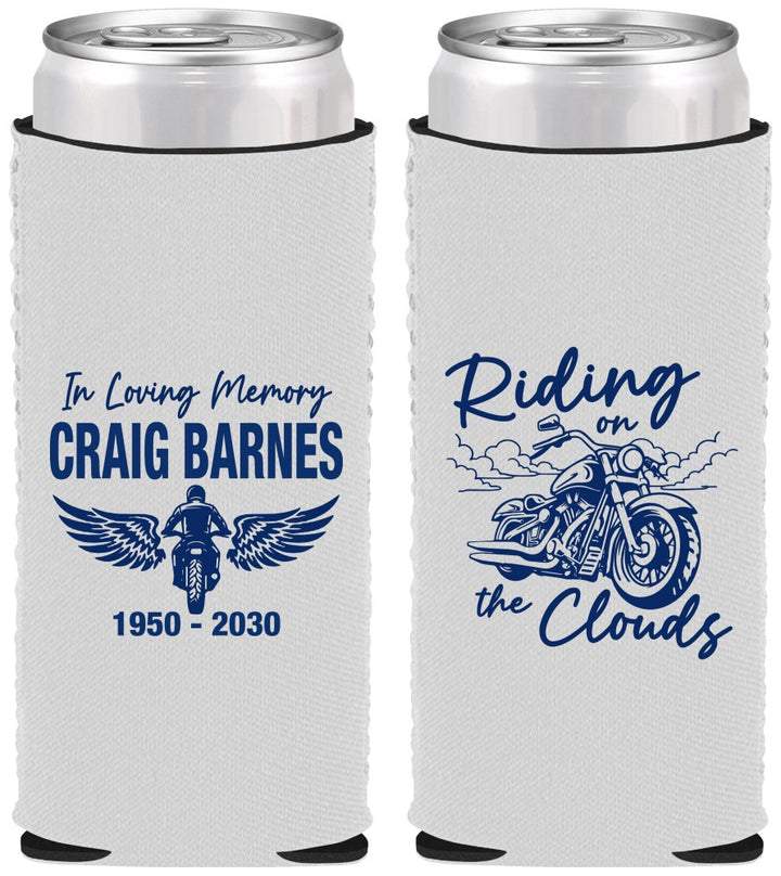 Custom Memorial Neoprene Slim Can Coolers - Riding On The Clouds | 310017