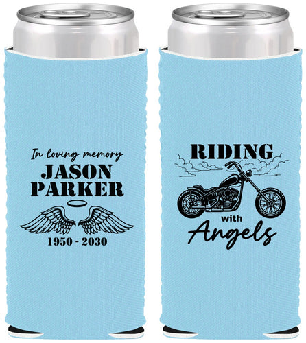 Custom Memorial Neoprene Slim Can Coolers - Riding With Angels | 310018