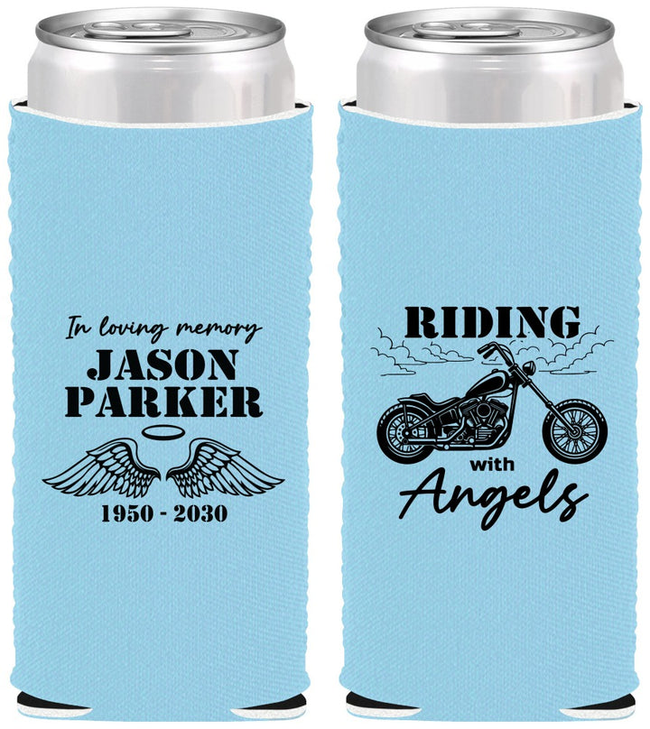 Custom Memorial Neoprene Slim Can Coolers - Riding With Angels | 310018