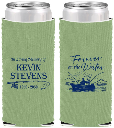 Custom Memorial Neoprene Slim Can Coolers - Forever On The Water | 310019