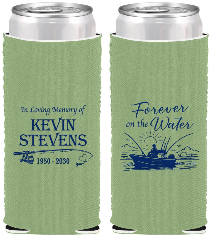 Custom Memorial Neoprene Slim Can Coolers - Forever On The Water | 310019