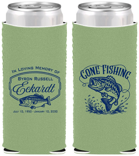 Custom Memorial Neoprene Slim Can Coolers - Gone Fishing | 310022