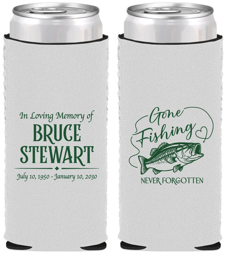 Custom Memorial Neoprene Slim Can Coolers - Gone Fishing | 310023