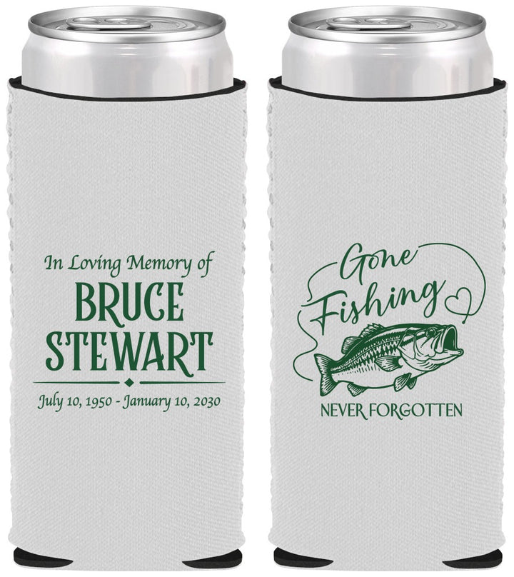 Custom Memorial Neoprene Slim Can Coolers - Gone Fishing | 310023