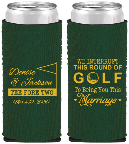 Custom Wedding Neoprene Slim Can Coolers - We Interrupt Golf | 315