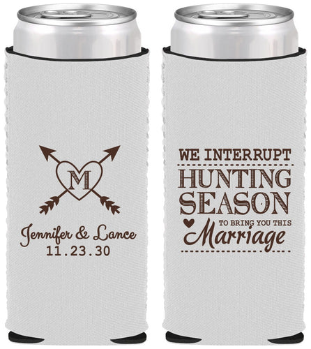 Custom Wedding Neoprene Slim Can Coolers - We Interrupt Season | 318