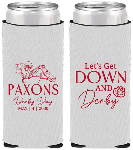 Custom Derby Day Neoprene Slim Can Coolers - Lets Get Down And Derby | 320000