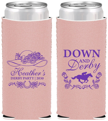 Custom Derby Day Neoprene Slim Can Coolers - Down And Derby | 320001
