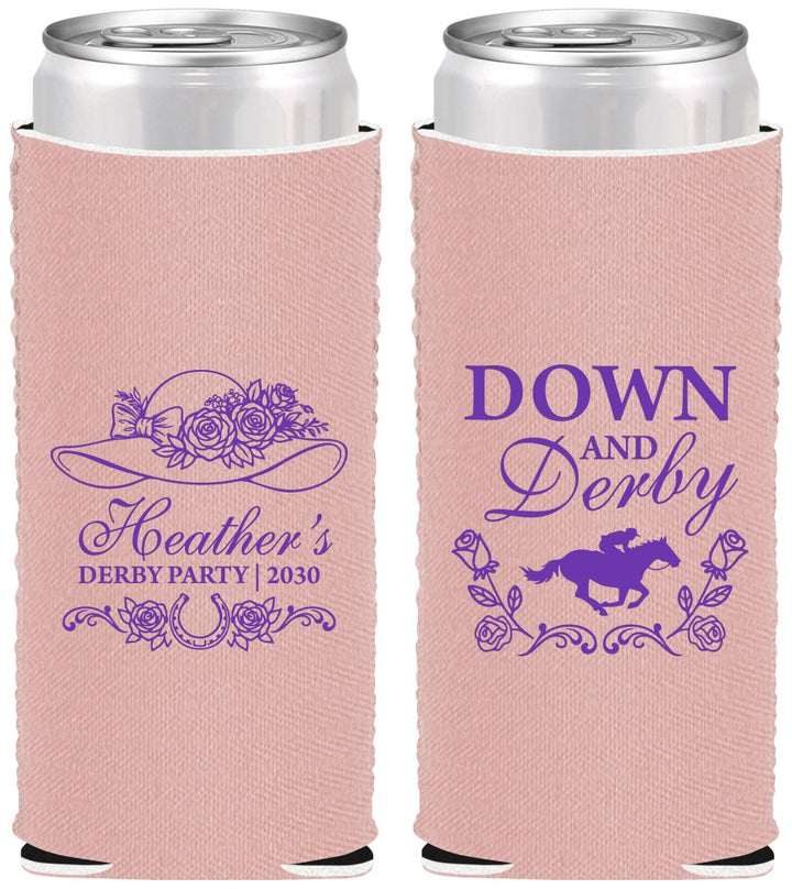 Custom Derby Day Neoprene Slim Can Coolers - Down And Derby | 320001