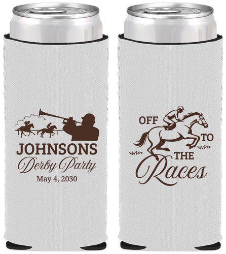 Custom Derby Day Neoprene Slim Can Coolers - Off To The Races | 320002