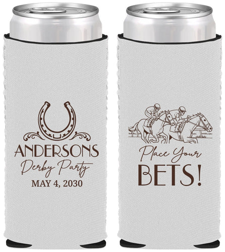 Custom Derby Day Neoprene Slim Can Coolers - Place Your Bets | 320003