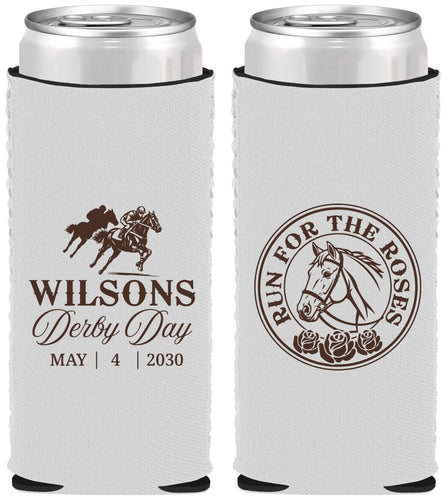 Custom Derby Day Neoprene Slim Can Coolers - Run For The Horses | 320006