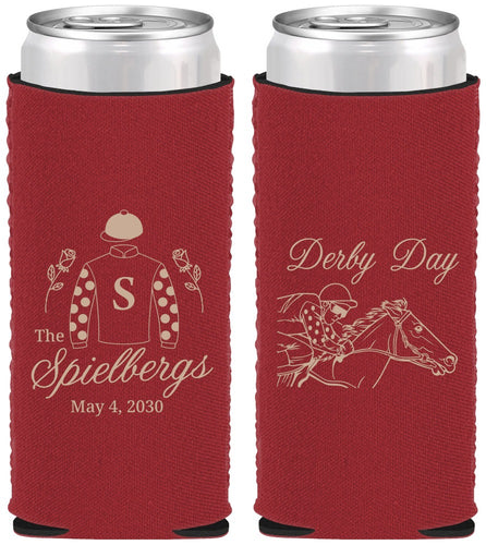 Custom Derby Day Neoprene Slim Can Coolers - Horses | 320007
