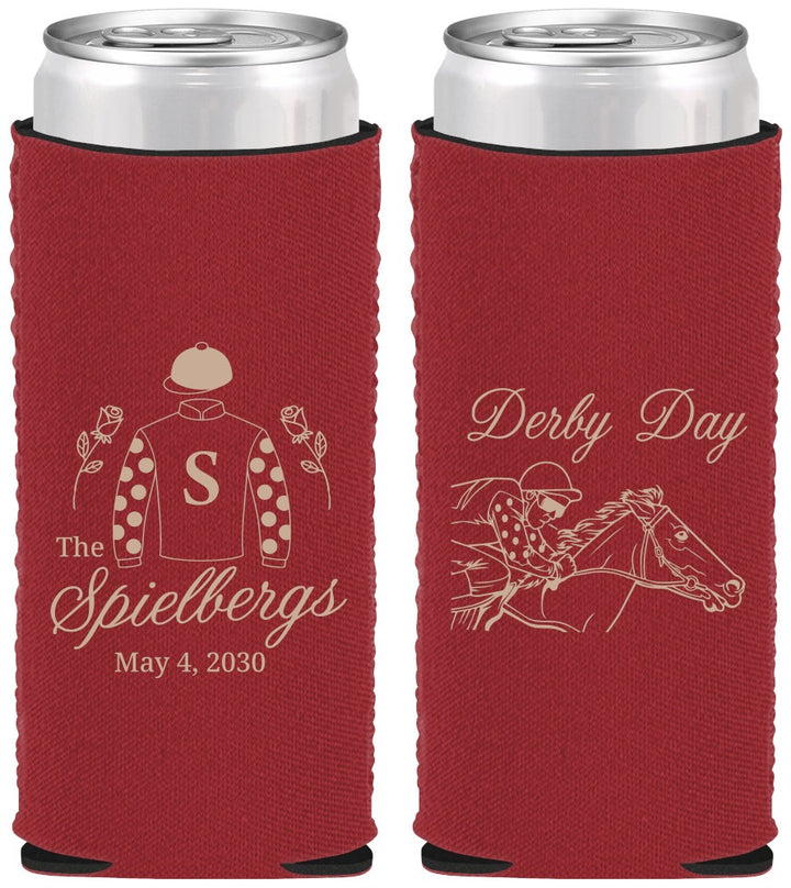 Custom Derby Day Neoprene Slim Can Coolers - Horses | 320007