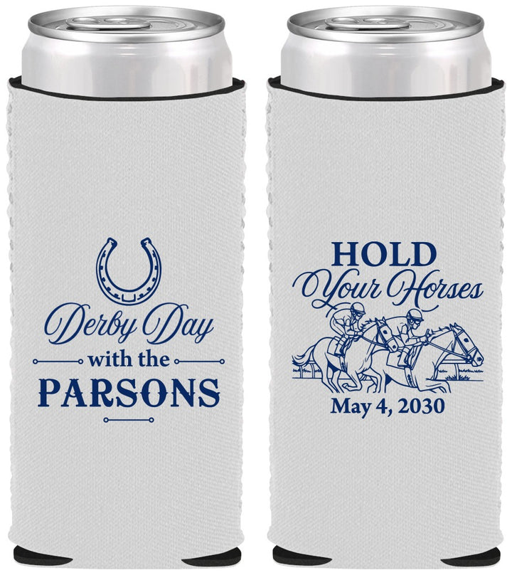 Custom Derby Day Neoprene Slim Can Coolers - Hold Your Horses | 320008