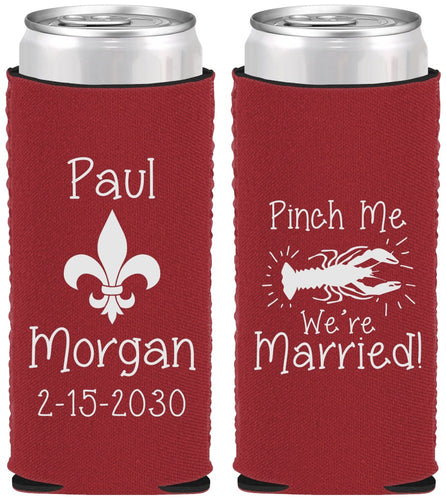 Custom Wedding Neoprene Slim Can Coolers - Crawfish Boil | 330