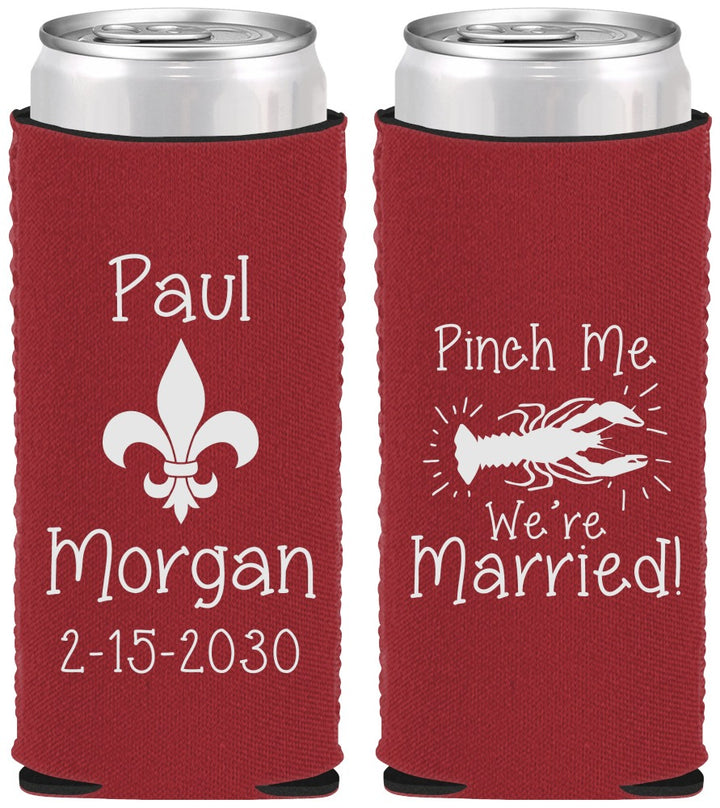 Custom Wedding Neoprene Slim Can Coolers - Crawfish Boil | 330