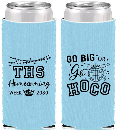 Custom Homecoming Neoprene Slim Can Coolers - Big Or Go Hoco | 330004