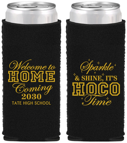 Custom Homecoming Neoprene Slim Can Coolers - Sparkle Shine Hoco Time | 330017