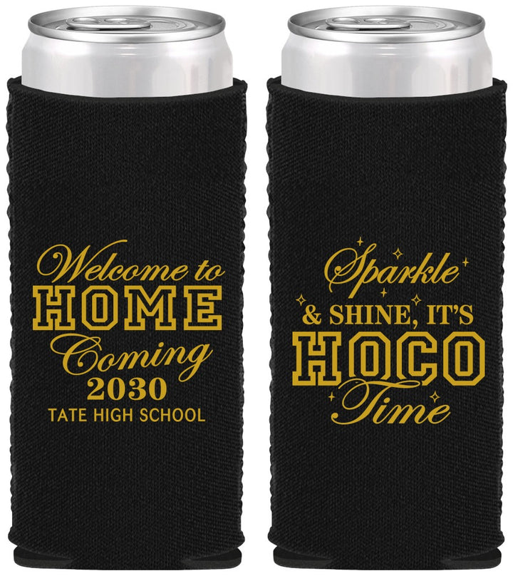 Custom Homecoming Neoprene Slim Can Coolers - Sparkle Shine Hoco Time | 330017