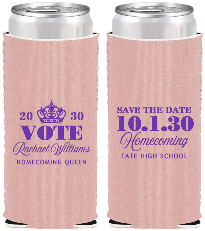 Custom Homecoming Neoprene Slim Can Coolers - Hoco Queen Vote | 330020