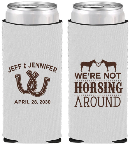 Custom Wedding Neoprene Slim Can Coolers - Horseshoe | 340