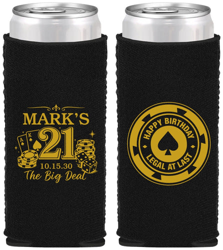Custom 21st Birthday Neoprene Slim Can Coolers - Legal At Last Vegas | 340004