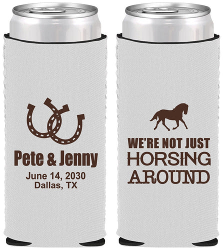 Custom Wedding Neoprene Slim Can Coolers - Horseshoe | 341