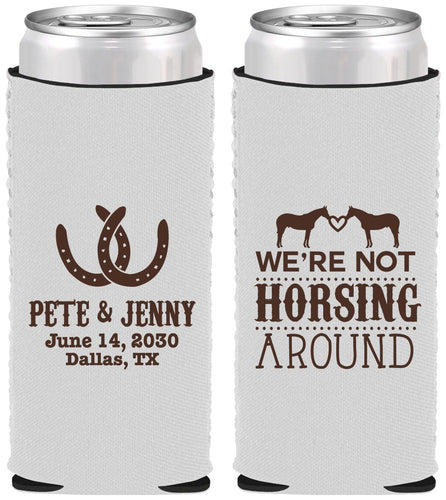 Custom Wedding Neoprene Slim Can Coolers - Horseshoe | 342