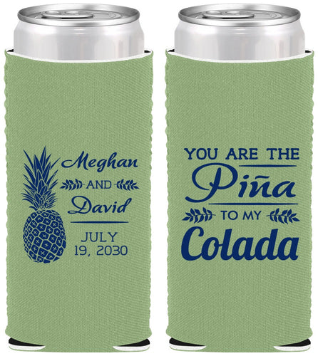 Custom Wedding Neoprene Slim Can Coolers - Pina Colada | 364