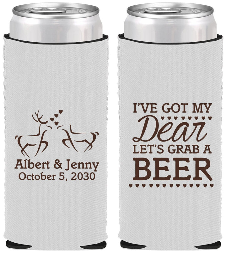 Custom Wedding Neoprene Slim Can Coolers - Dear Beer | 372
