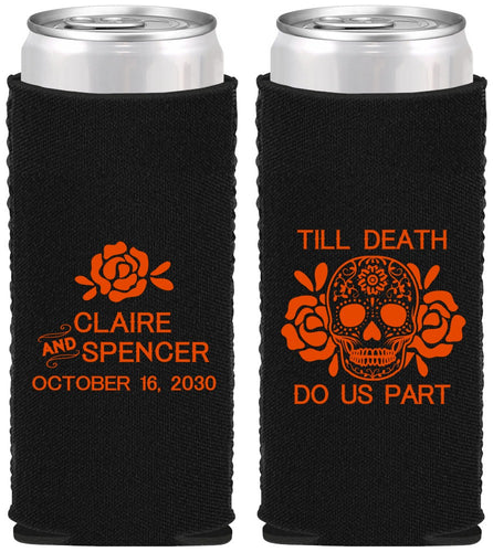 Custom Wedding Neoprene Slim Can Coolers - Till Death Do Us Part | 380