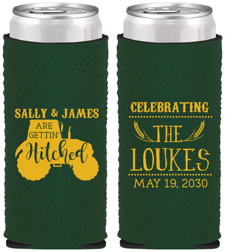 Custom Wedding Neoprene Slim Can Coolers - Tractor | 381