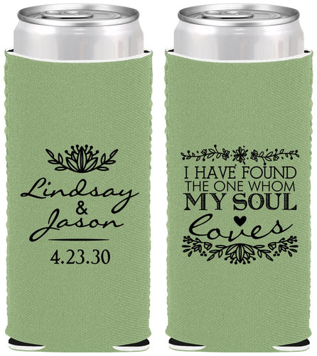 Custom Wedding Neoprene Slim Can Coolers - Found My Soul | 390