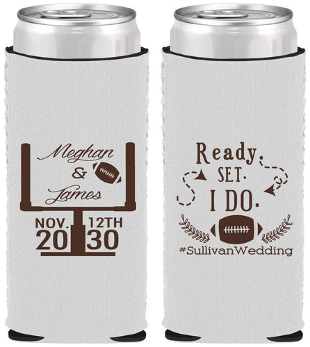Custom Wedding Neoprene Slim Can Coolers - Football | 394