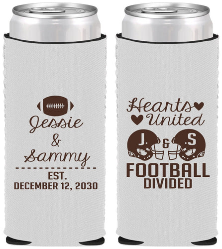 Custom Wedding Neoprene Slim Can Coolers - Hearts United Football | 395