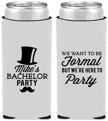 Custom Bachelor Party Neoprene Slim Can Coolers - Formal | 40007