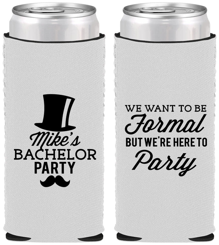Custom Bachelor Party Neoprene Slim Can Coolers - Formal | 40007