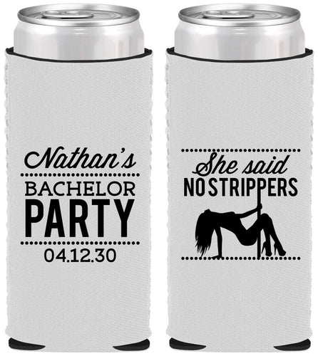 Custom Bachelor Party Neoprene Slim Can Coolers - Strip Club | 40008