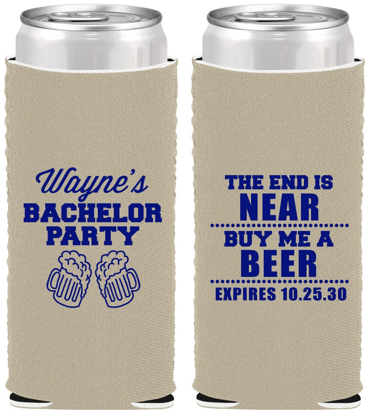 Custom Bachelor Party Neoprene Slim Can Coolers - Beer | 40014