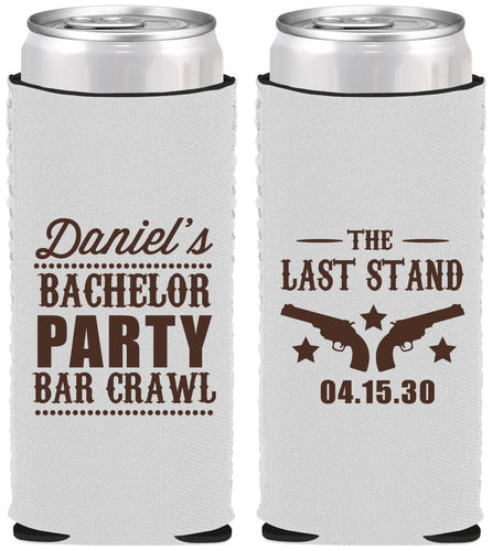 Custom Bachelor Party Neoprene Slim Can Coolers - The Last Stand | 40016