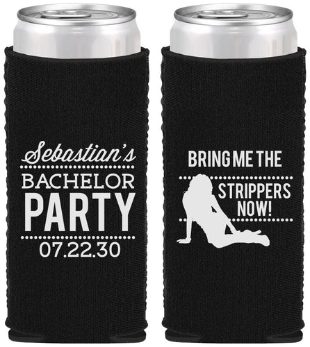 Custom Bachelor Party Neoprene Slim Can Coolers - Strip Club | 40017